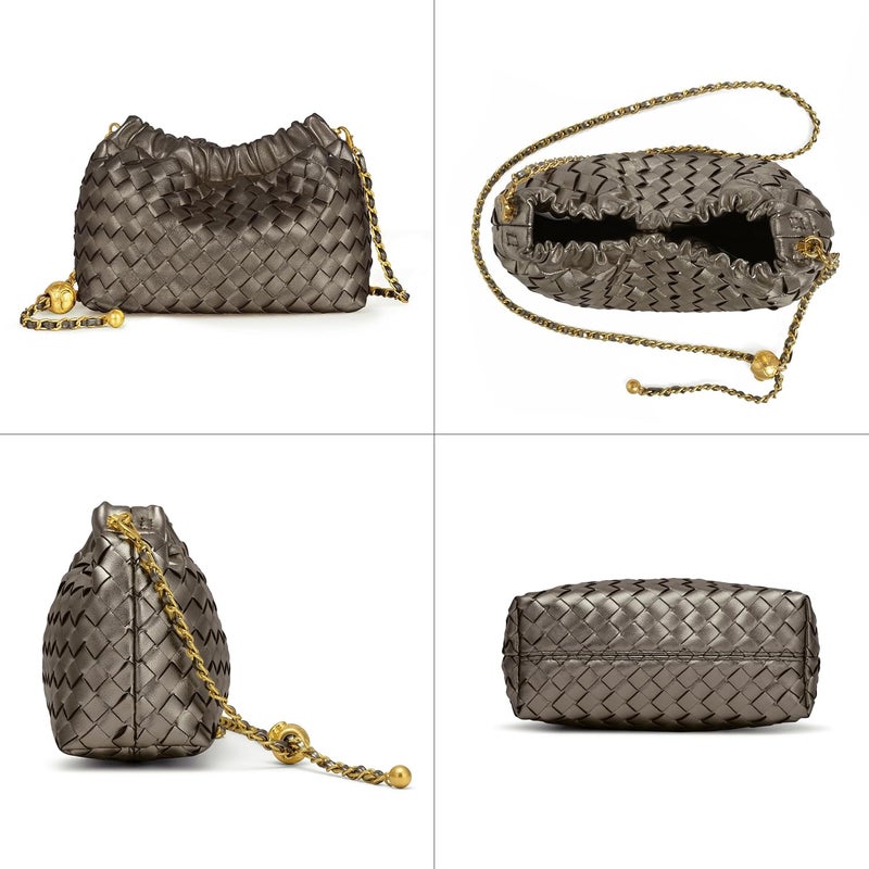 Joryin Woven Women's Crossbody Bag & Evening Purse, Trendy Dumpling Clutch & Hobo Cloud Shoulder Bag Trendy Dumpling Clutch - Image 4